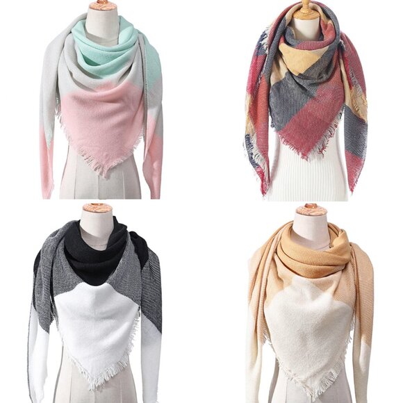 Scarf Collection Triangle Plaid Tartan - Picture 1 of 5